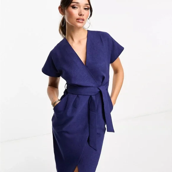 Dresses | Closer London Wrap Tie Midi Dress Asos | Poshmark